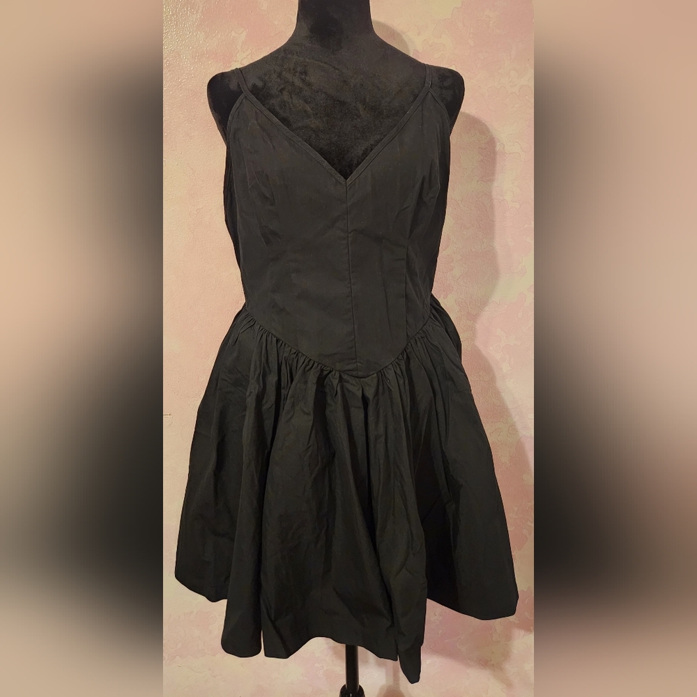 Aqua Strapless Black Fit-and-Flare Dress